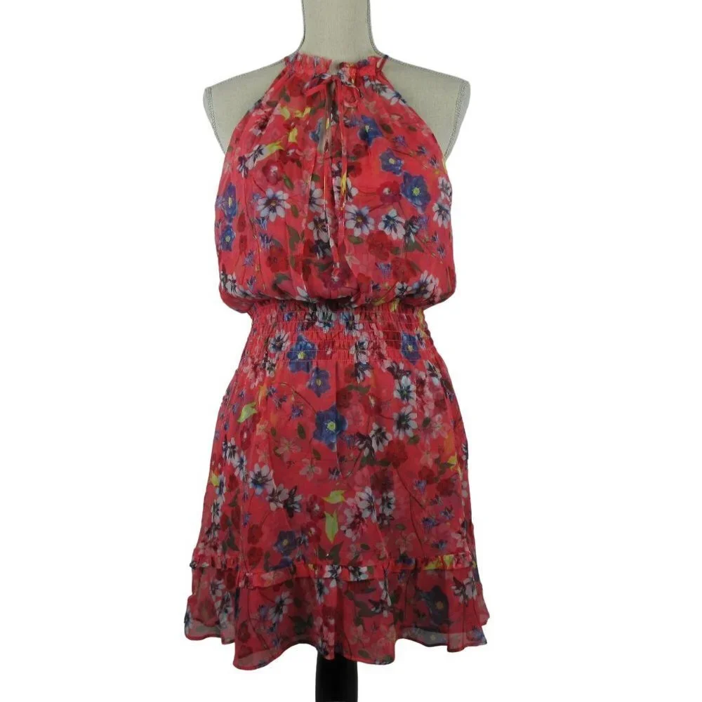 Parker Serenity Silk Tiered Ruffle Mini Dress Size M $370 - Picture 4 of 10